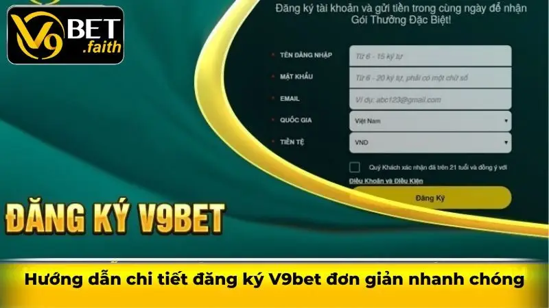 Hướng dẫn chi tiết đăng ký V9bet đơn giản nhanh chóng