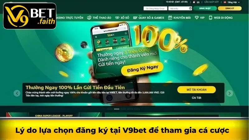 Lý do lựa chọn đăng ký tại V9bet để tham gia cá cược