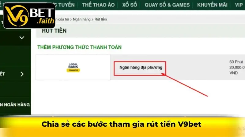 Chia sẻ các bước tham gia rút tiền V9bet